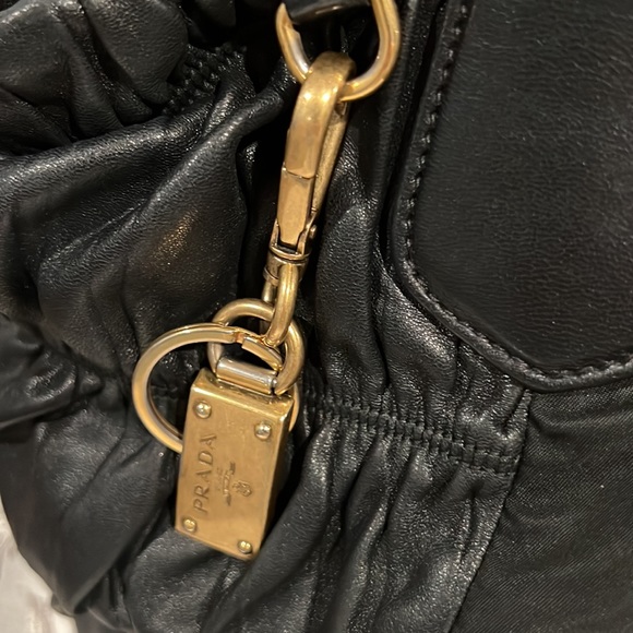 Prada black nylon and leather with gold hardware medium - Picture 2 of 12